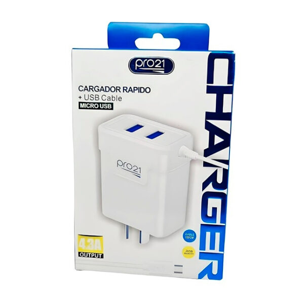 Cargador Celular Pro21 Micro USB Carga Rapida  + Cable USB