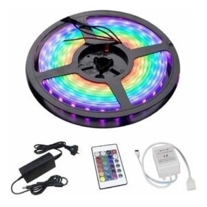 luz tira led rgb 5 Metros control fuente color gamer